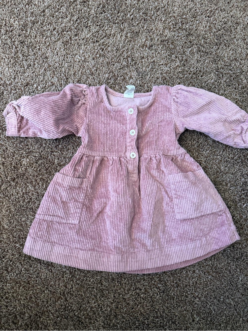 kate quinn Pink Corduroy Button-Front Casual Dress